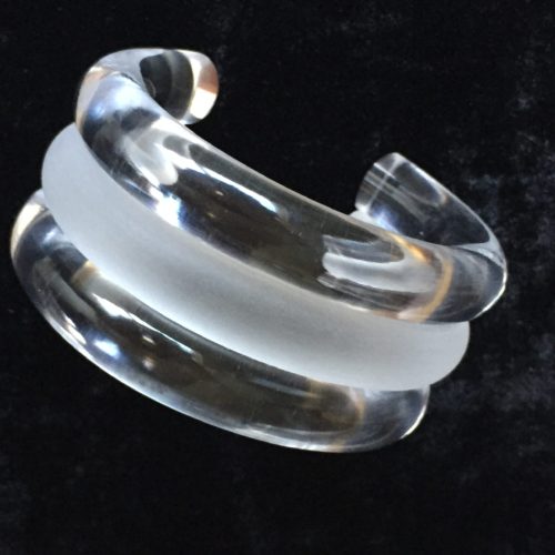 Vintage Judith Hendler Clear and Frosted Triple Tube Cuff